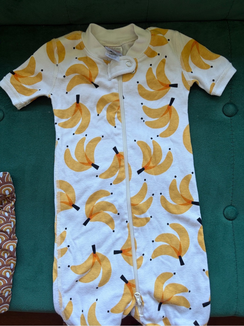 Hanna Andersson Banana Bunch Baby 2 Way Zipper Romper and yellow pants